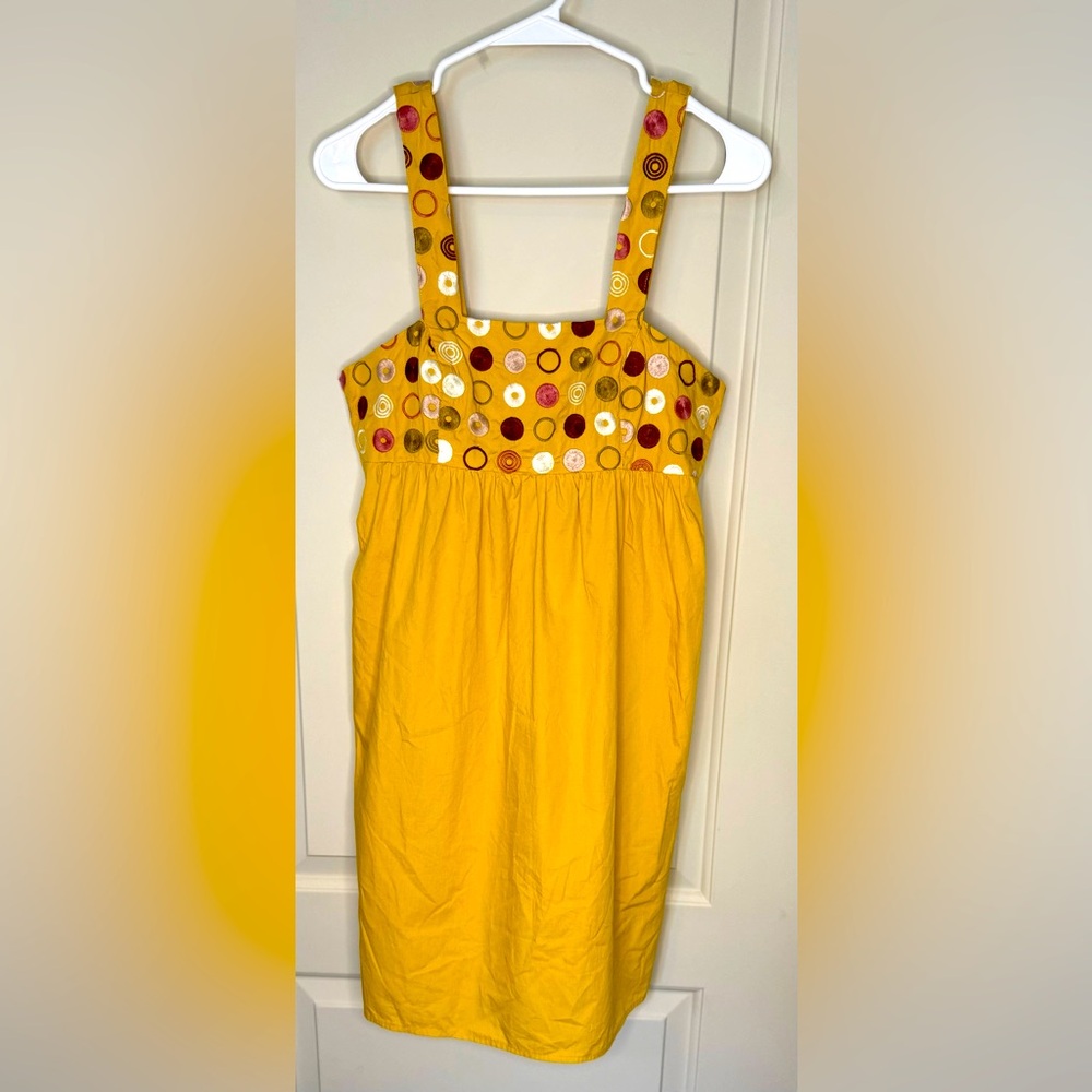 Feather Bone Anthropologie Mustard Yellow Sundress Sleeveless Square Neck size s